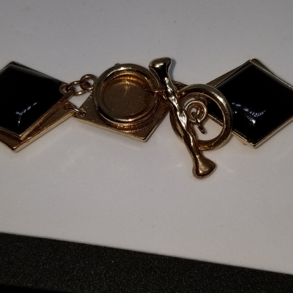 Vintage 80s Enameled Toggle Bracelet - Picture 4 of 4